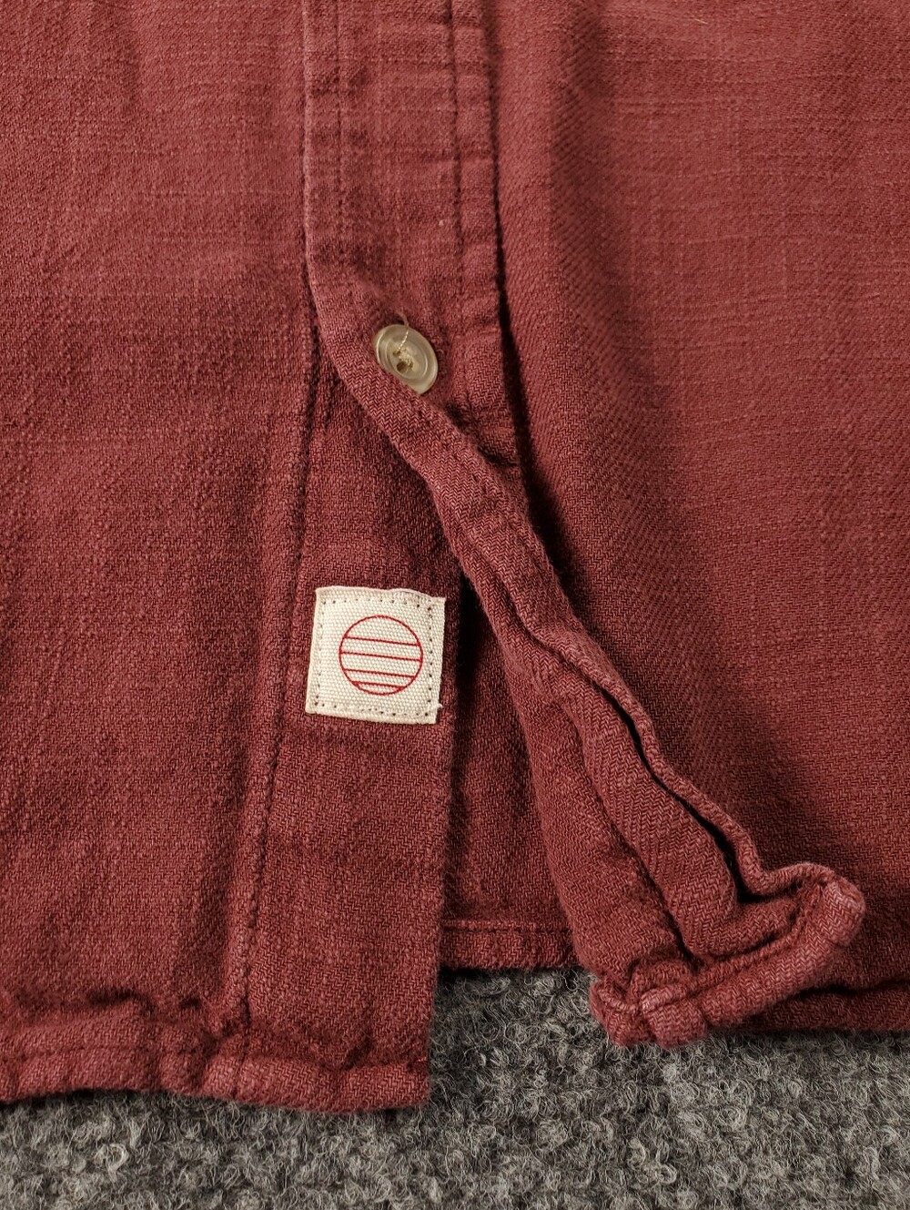 Marine Layer Selvedge Shirt XL Long Sleeve Button Up Terracotta Red 100% Cotton - Picture 8 of 11